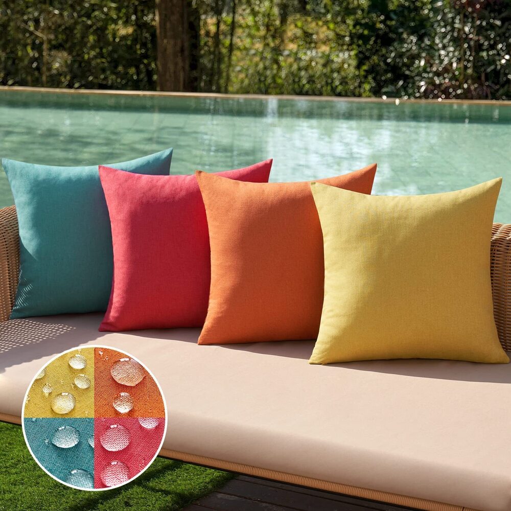 9577 Pack of 4 Decorative Outdoor Throw Pillow Covers Linen Waterproof